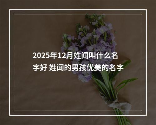 2025年12月姓闻叫什么名字好 姓闻的男孩优美的名字