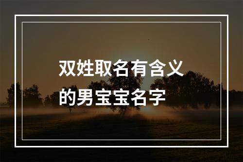 双姓取名有含义的男宝宝名字