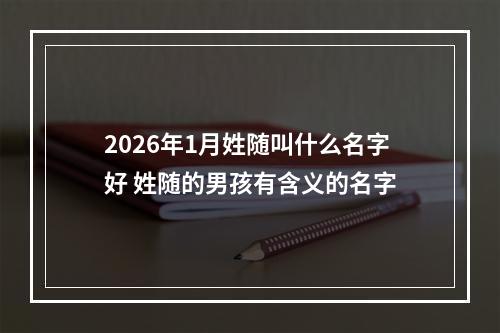 2026年1月姓随叫什么名字好 姓随的男孩有含义的名字