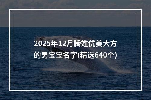 2025年12月腾姓优美大方的男宝宝名字(精选640个)