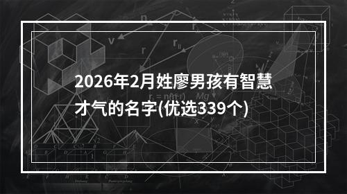 2026年2月姓廖男孩有智慧才气的名字(优选339个)