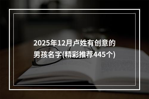 2025年12月卢姓有创意的男孩名字(精彩推荐445个)