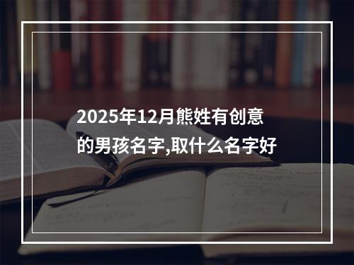 2025年12月熊姓有创意的男孩名字,取什么名字好