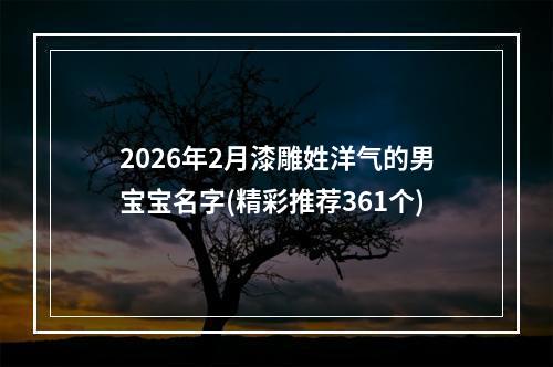2026年2月漆雕姓洋气的男宝宝名字(精彩推荐361个)