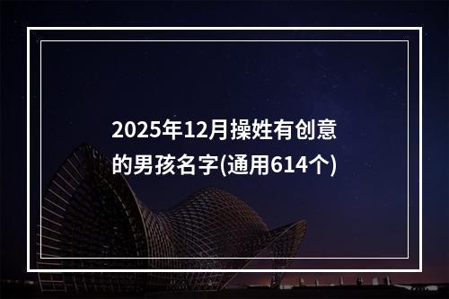2025年12月操姓有创意的男孩名字(通用614个)