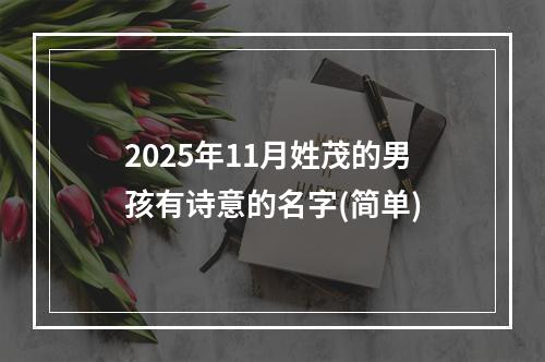 2025年11月姓茂的男孩有诗意的名字(简单)