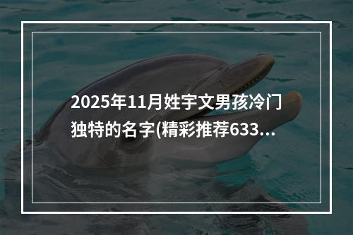 2025年11月姓宇文男孩冷门独特的名字(精彩推荐633个)