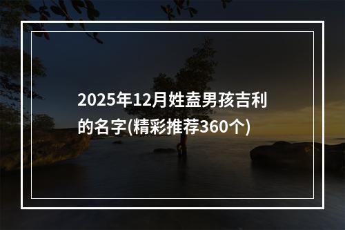 2025年12月姓盍男孩吉利的名字(精彩推荐360个)