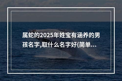 属蛇的2025年姓宝有涵养的男孩名字,取什么名字好(简单)