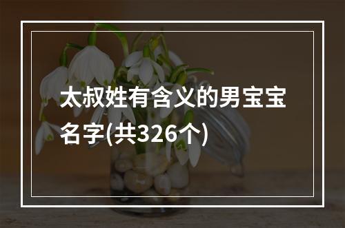 太叔姓有含义的男宝宝名字(共326个)