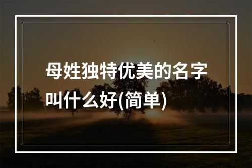 母姓独特优美的名字叫什么好(简单)