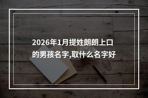 2026年1月提姓朗朗上口的男孩名字,取什么名字好