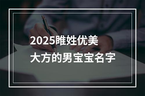 2025睢姓优美大方的男宝宝名字