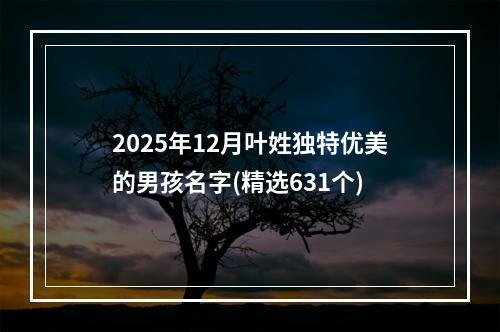2025年12月叶姓独特优美的男孩名字(精选631个)