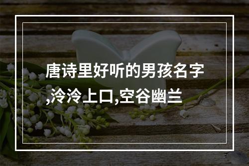唐诗里好听的男孩名字,泠泠上口,空谷幽兰