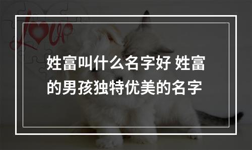姓富叫什么名字好 姓富的男孩独特优美的名字