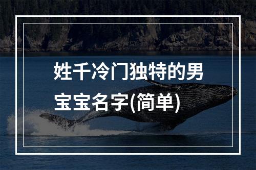 姓千冷门独特的男宝宝名字(简单)