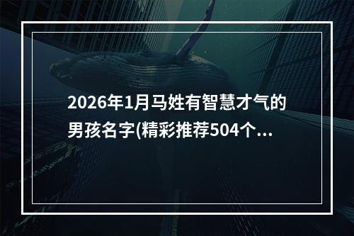 2026年1月马姓有智慧才气的男孩名字(精彩推荐504个)