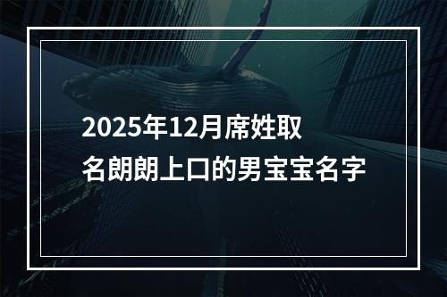 2025年12月席姓取名朗朗上口的男宝宝名字