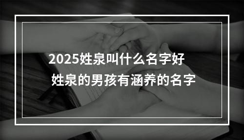 2025姓泉叫什么名字好 姓泉的男孩有涵养的名字