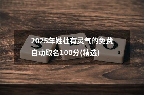 2025年姓杜有灵气的免费自动取名100分(精选)