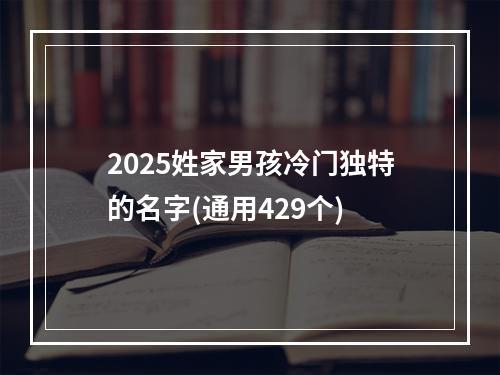 2025姓家男孩冷门独特的名字(通用429个)