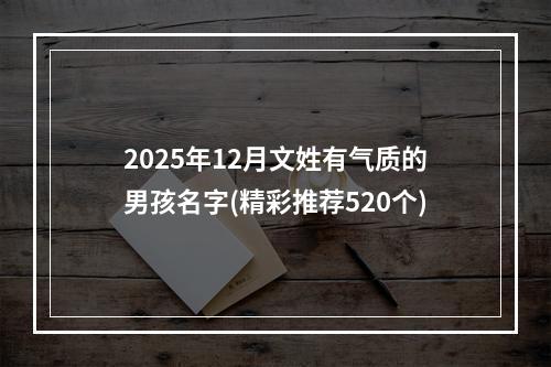 2025年12月文姓有气质的男孩名字(精彩推荐520个)