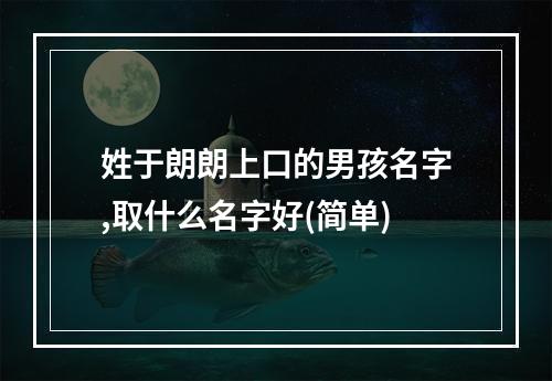 姓于朗朗上口的男孩名字,取什么名字好(简单)