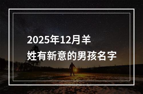 2025年12月羊姓有新意的男孩名字