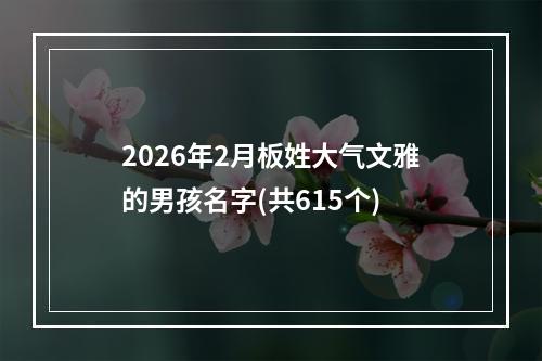 2026年2月板姓大气文雅的男孩名字(共615个)