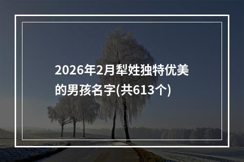 2026年2月犁姓独特优美的男孩名字(共613个)