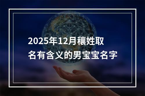 2025年12月穰姓取名有含义的男宝宝名字