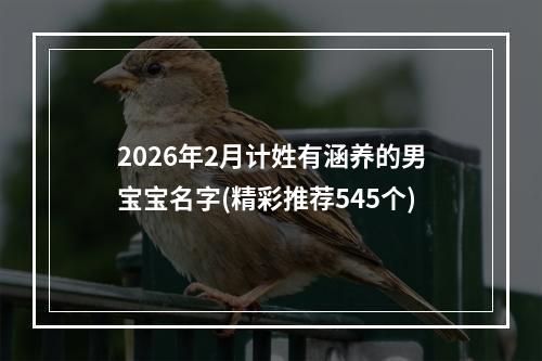 2026年2月计姓有涵养的男宝宝名字(精彩推荐545个)