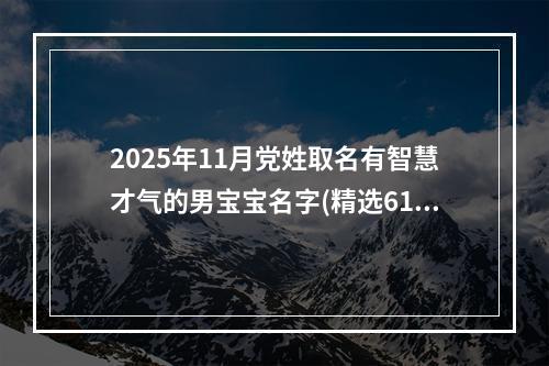 2025年11月党姓取名有智慧才气的男宝宝名字(精选619个)