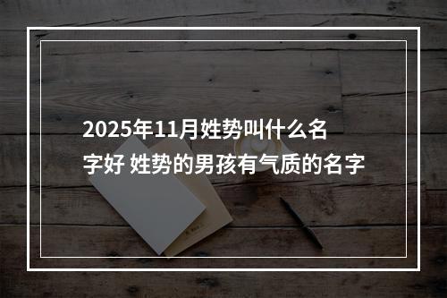 2025年11月姓势叫什么名字好 姓势的男孩有气质的名字