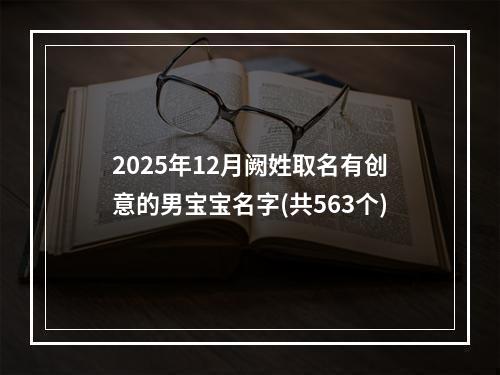 2025年12月阙姓取名有创意的男宝宝名字(共563个)
