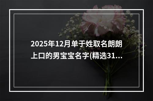 2025年12月单于姓取名朗朗上口的男宝宝名字(精选310个)