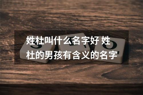 姓杜叫什么名字好 姓杜的男孩有含义的名字