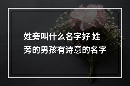 姓旁叫什么名字好 姓旁的男孩有诗意的名字