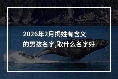 2026年2月揭姓有含义的男孩名字,取什么名字好