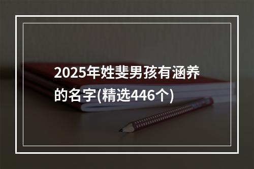 2025年姓斐男孩有涵养的名字(精选446个)