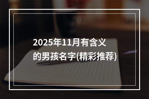 2025年11月有含义的男孩名字(精彩推荐)