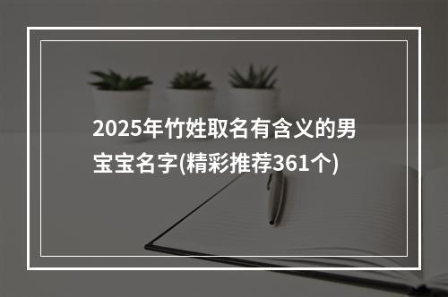2025年竹姓取名有含义的男宝宝名字(精彩推荐361个)