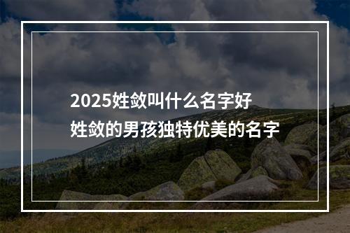 2025姓敛叫什么名字好 姓敛的男孩独特优美的名字