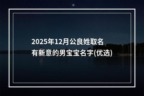 2025年12月公良姓取名有新意的男宝宝名字(优选)