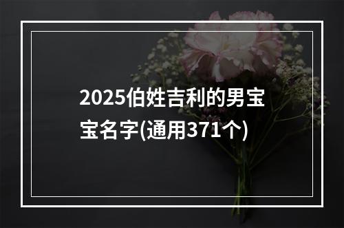 2025伯姓吉利的男宝宝名字(通用371个)