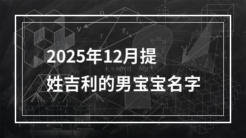 2025年12月提姓吉利的男宝宝名字