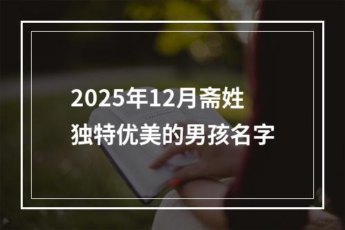 2025年12月斋姓独特优美的男孩名字