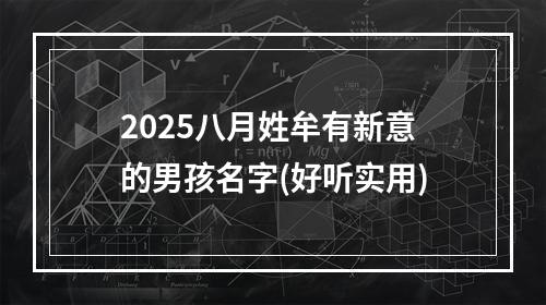 2025八月姓牟有新意的男孩名字(好听实用)