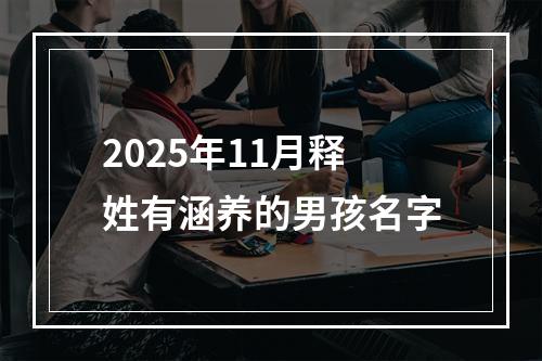 2025年11月释姓有涵养的男孩名字